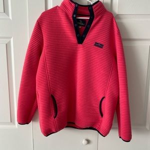Hot pink pullover with navy blue buttons, Simply Southern brand, Women’s XXL